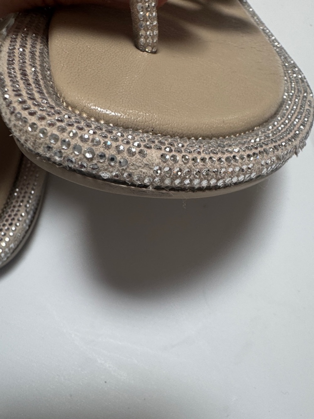 Tory Burch Miller Pavé Knotted Thong Sandals Stone Grey Size 8 - Picture 5 of 9